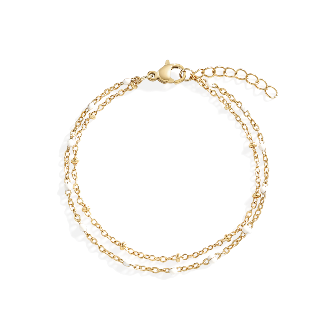 Dainty Double Chain Beaded Bracelet